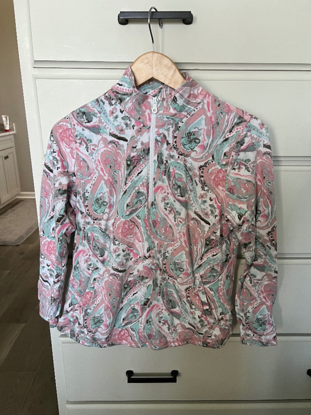 T by Talbots MOCKNECK HALF ZIP PULLOVER - WATERCOLOR PAISLEY MP